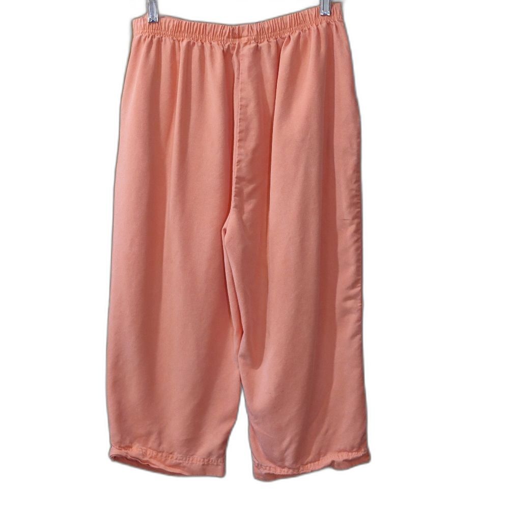 City Wear Vintage 90s Orange Capris with Elastic Waistband and Wide-Leg Cut